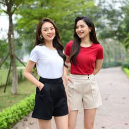 Thumbnail Áo phông nữ màu trơn dáng vừa - Áo thun trơn nữ cotton 4 chiều - LOZA G0168 1