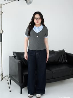Thumbnail Áo thun phối cổ sơ mi xanh BIGSIZE (55kg đến 95kg) – 25HYAP076 - [BU Bigsize Young] 1