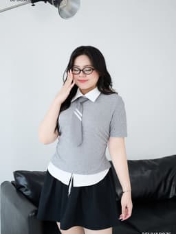 Thumbnail Áo thun phối cổ sơ mi trắng kèm cà vạt BIGSIZE (55kg đến 95kg) – 25HYAP075 - [BU Bigsize Young] 2