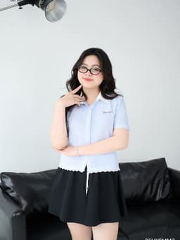 Thumbnail Áo sơ mi kẻ phối ren BIGSIZE (55kg đến 95kg) –  25HYSM143 - [BU Bigsize Young] 3