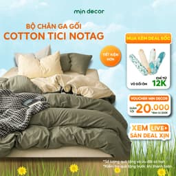 Thumbnail Bộ Chăn Ga Gối Cotton Tici NoTag Mịn Decor Bo Chun 10cm, Phối Màu Pastel Basic Phong Cách Hàn Quốc, Hiện Đại 1