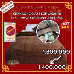 Thumbnail Chăn Lông Cừu Chính Hãng Lasante 2m1x2m4 4,3 Kg Sang Trọng Ấm Nhanh Cho Mùa Đông Đại Hàn 1