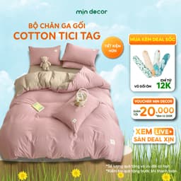 Thumbnail Bộ Chăn Ga Gối Cotton Tici Tag Mịn Decor Bo Chun 10cm, Phong Cách Hàn Quốc - Màu Trơn Basic 1