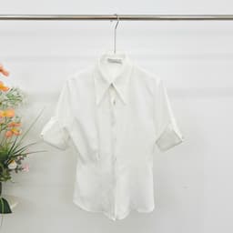 Thumbnail Áo Sơ Mi Nữ 𝐂𝐂𝐇𝐀𝐓 Dáng Ôm Elie Trang Trí Nơ Tay Chất Liệu Mango Mềm Mịn 94SNE2001ST 3