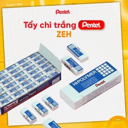 Thumbnail Tẩy Chì Không Bụi Hi-Polymer Pentel ZEH An Toàn Cho Sức Khỏe Tẩy Sạch Mọi Loại Chì Hạn Chế Bụi Tẩy 1