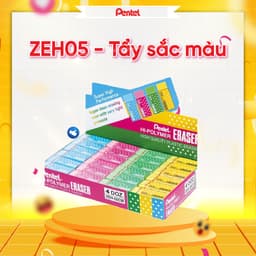 Thumbnail Tẩy Chì Ít Bụi Pentel ZEH-05CME Nhiều Màu Sắc Tẩy Mềm Hạn Chế Rách Giấy An Toàn Sức Khoẻ 1
