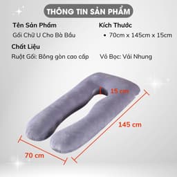 Thumbnail Gối Chữ U Cho Bà Bầu Cao Cấp Đa Năng Gối Ôm Chữ U Vải Nhung Mềm Mại Hỗ Trợ Mẹ Bầu Định Hình Tư Thế Ngủ Thoải Mái Khi Nằm 3