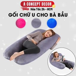Thumbnail Gối Chữ U Cho Bà Bầu Cao Cấp Đa Năng Gối Ôm Chữ U Vải Nhung Mềm Mại Hỗ Trợ Mẹ Bầu Định Hình Tư Thế Ngủ Thoải Mái Khi Nằm 1
