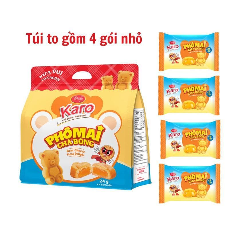 Ảnh Combo 5 bịch bánh mì tươi Richy Karo: Karo chà bông, Karo phô mai, Karo gấu và Bánh mì hoa cúc 4