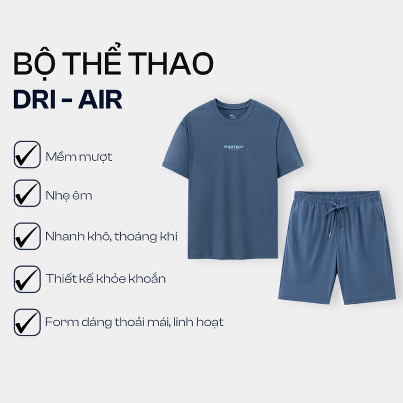 Ảnh Bộ Quần Áo Nam DRI-AIR 5S FASHION Phong Cách Thể Thao,Nhẹ Mát,Khỏe Khoắn (ATS24012-QST25021) 2