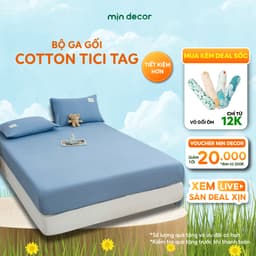 Thumbnail Bộ Ga Gối Cotton Tici Tag Mịn Decor Bo Chun 10cm, Drap Trải Nệm Đủ Size 1m2 Đến 2m2 - Màu Trơn Basic 1