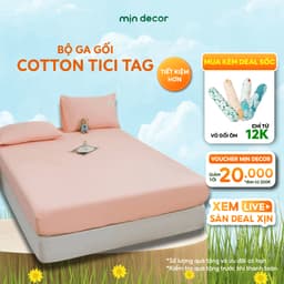 Thumbnail Bộ Ga Gối Cotton Tici Tag Mịn Decor Bo Chun 20cm, Drap Trải Nệm Đủ Size 1m2 Đến 2m2 - Màu Trơn Basic 1