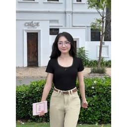 Thumbnail Áo Thun Form Ôm Cổ Tròn Viền Ren Phối Nơ - CHAXYN TOP - GOÛT DE JUN 1