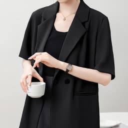 Thumbnail Áo blazer khoác vest nữ tay ngắn túi mổ THOCA HOUSE trẻ trung thanh lịch dáng Hàn 2
