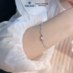 Thumbnail Lắc tay bạc nữ HELINO mặt nơ điểm đá kèm dải đá tim lấp lánh V37 2