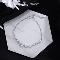 Thumbnail Lắc tay bạc nữ HELINO mặt nơ điểm đá kèm dải đá tim lấp lánh V37 4