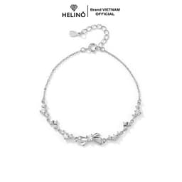 Thumbnail Lắc tay bạc nữ HELINO mặt nơ điểm đá kèm dải đá tim lấp lánh V37 1