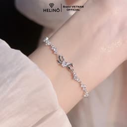 Thumbnail Lắc tay bạc nữ HELINO mặt nơ điểm đá kèm dải đá tim lấp lánh V37 3