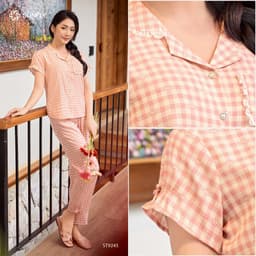 Thumbnail Bộ pijama nữ thô đũi SUNFLY áo cộc quần dài ST9245 4