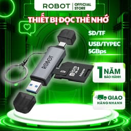 Thumbnail Thiết Bị Đọc Thẻ Nhớ SD/ MicroSD ROBOT CR202/CR202S Hai Đầu Type-C Và USB 3.0 Tốc Độ Truyền Cao Vỏ Kim Loại Nhôm Cao Cấp 1