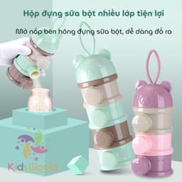 Thumbnail Hộp chia sữa bột KidAndMom hình gấu cho bé 3 tầng và 4 Tầng có quai đeo tiện dụng nhỏ gọn 1