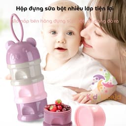 Thumbnail Hộp chia sữa bột KidAndMom hình gấu cho bé 3 tầng và 4 Tầng có quai đeo tiện dụng nhỏ gọn 2