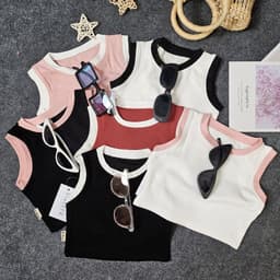 Thumbnail Áo Croptop Sát Nách Lé Màu Cho Bé Gái Cực Sành Điệu Babyboo - Pibo-CRSN01 2