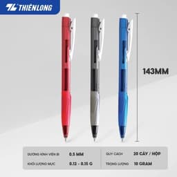 Thumbnail Bút bi Thiên Long TL-095 Butter Ink - Viết bi ngòi 0.5mm - Mực xanh 3