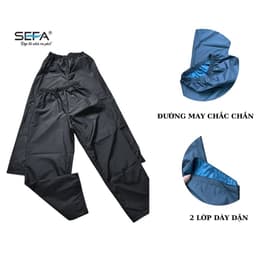 Thumbnail Quần đi mưa SEFA chất liệu gotex hàn nhiệt 2 lớp cao cấp cho nam và nữ màu đen 2