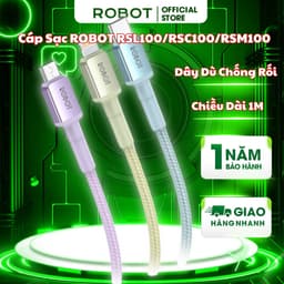 Thumbnail Cáp Sạc ROBOT RSL100/RSC100/RSM100 Chiều Dài 1M Dây Dù Chống Rối 1
