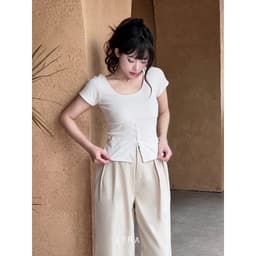 Thumbnail LYRA-Áo thun ôm body dây lưng cúc dọc mặc 2 kiểu, chất thun gân co dãn mạnh 4 chiều thấm mồ hôi LWNAP001 2