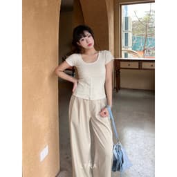 Thumbnail LYRA-Áo thun ôm body dây lưng cúc dọc mặc 2 kiểu, chất thun gân co dãn mạnh 4 chiều thấm mồ hôi LWNAP001 3