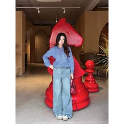 Thumbnail Áo sơ mi kẻ caro LYRA dáng suông, babydoll thiết kế đuôi áo xếp tầng bánh bèo chất thô cotton LWNSM008 4