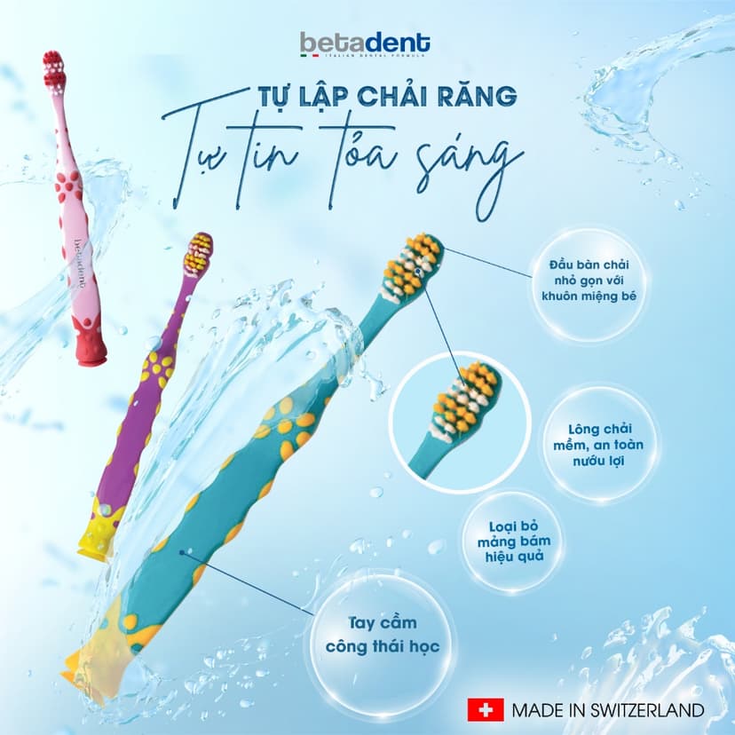 Ảnh Bàn chải đánh răng cho bé Betadent chăm sóc răng miệng chắc khỏe và trắng sáng cho trẻ em 0-11 tuổi 3