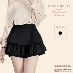 Thumbnail Chân váy xếp ly 2 tầng dáng ngắn có túi bên THOCA HOUSE xinh xắn, thời thượng 1