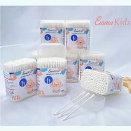 Thumbnail Tăm Bông Sơ Sinh IQKAO Misuta/Emmakids TB1, Bông Tự Nhiên 2 Đầu, An Toàn Lành Tính, Vệ Sinh Tiện Lợi Cho Bé 1