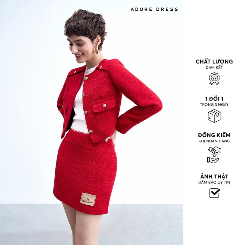 Ảnh 412SK0026- Chân váy mini A đen trắng, karo xanh, trắng đen, đỏ ADORE DRESS 1