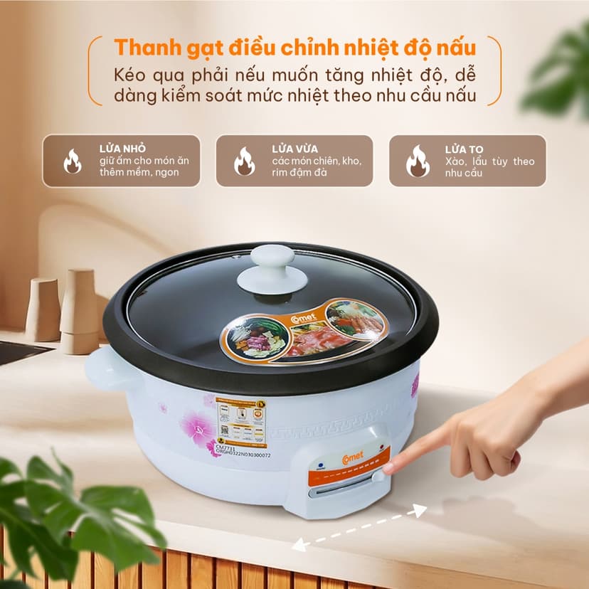 Ảnh Nồi lẩu điện COMET sôi nhanh dễ vệ sinh 2