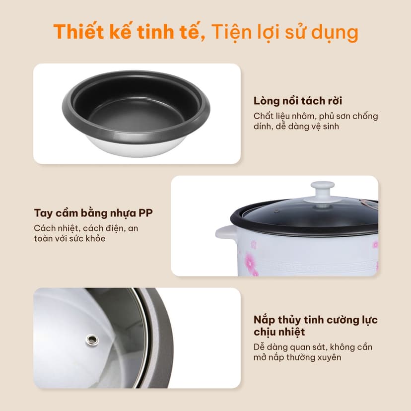 Ảnh Nồi lẩu điện COMET sôi nhanh dễ vệ sinh 4