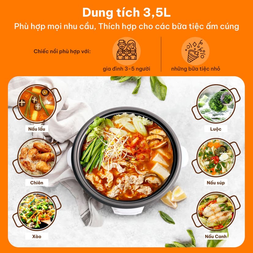 Ảnh Nồi lẩu điện COMET sôi nhanh dễ vệ sinh 1