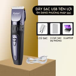 Thumbnail Tông đơ cắt tóc không dây Kemei KM-1255 dùng cho cá nhân và gia đình - Hàng chính hãng 2