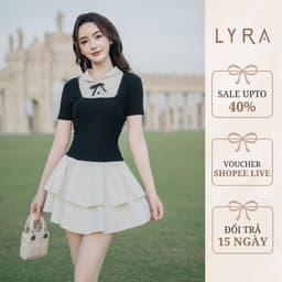 Thumbnail LYRA DESIGN - Váy đầm nữ ngắn tay thiết kế Meli Dress cổ yếm cách điệu phối nơ chân váy xòe style tiểu thư - LWNVD030 1