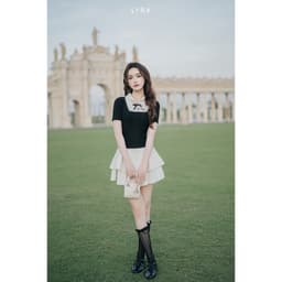 Thumbnail LYRA DESIGN - Váy đầm nữ ngắn tay thiết kế Meli Dress cổ yếm cách điệu phối nơ chân váy xòe style tiểu thư - LWNVD030 2