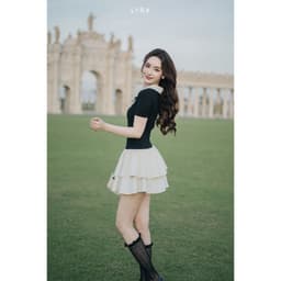 Thumbnail LYRA DESIGN - Váy đầm nữ ngắn tay thiết kế Meli Dress cổ yếm cách điệu phối nơ chân váy xòe style tiểu thư - LWNVD030 3