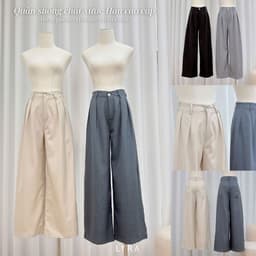 Thumbnail Quần vải dáng suông ống rộng nữ, chất xước Hàn cao cấp, đứng form basic, đi học, đi làm, đi chơi LWNQD001 2