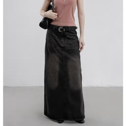 Thumbnail Chân váy jeans dáng dài cạp thấp chất xịn dày dặn không xù MC21.studios v4106 2