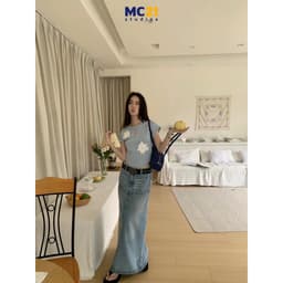 Thumbnail Chân váy jeans dáng dài cạp thấp chất xịn dày dặn không xù MC21.studios v4106 4