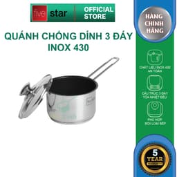 Thumbnail Quánh 3 đáy inox 430 Fivestar Standard nắp kính bếp từ ( 12cm/14cm/16cm ) 1