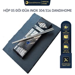 Thumbnail Hộp 5 đôi đũa Inox 304 / 316 cao cấp DandiHome họa tiết chống trơn trượt 1