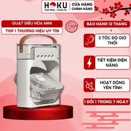 Thumbnail Quạt điều hòa hơi nước mini HOKU máy lạnh mini 3 Chế Độ Tích Hợp Led, Sạc USB Để Bàn Tiện Dụng QDH02 1